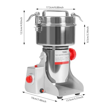 4100W Electric Grain Mill Grinder - 1500g Stainless Steel Flour Pulverizer for Corn, Cereals & Spices | 30000r/min High-Speed Grinder Machine for Home & Kitchen Use
