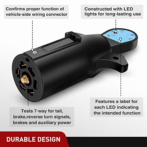 Nilight 7 Pin Male Trailer Round RV Blade Connector Socket - color: 7 Way Trailer Light Tester