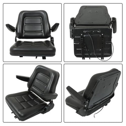 GXYWADY Universal Forklift Seat Fold Down Tractor Seat Adjustable Back with Armrest Micro Switch and Slide Replacement for Tractor Excavator Skid Loader