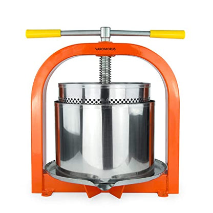 Varomorus Stainless Steel Wine Fruit Press for Apple, Grape, Berries, Honey, Manual Crusher Juice Maker (15L / 4 Gal) - size: 15L / 4 Gal