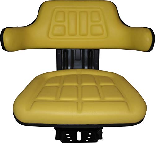 TRAC SEATS YELLOW WAFFLE STYLE TRACTOR SUSPENSION SEAT WITH 5 POSITION TILT FITS JOHN DEERE 655 820 830 840 855 940 JD300 1020 1030 1040N (SAME DAY SHIPPING - GET IT FAST! VIEW OUR TRANSIT MAP)