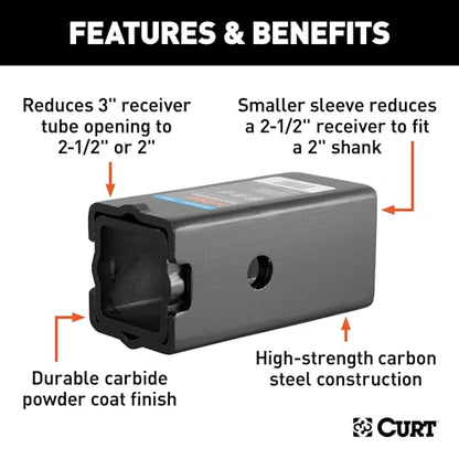 CURT 45408 Carbon Steel 3 in. Shank Reducer Sleeve Set; Set of 2