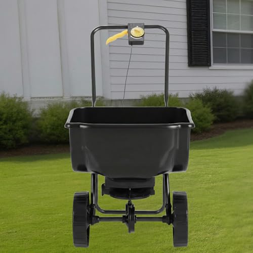 70LBS Broadcast Spreader, Walk-Behind Push Fertilizer Spreader with 15-Level Adjustment, Seed and Ice Melt Spreader with 8" All-Terrain Pneumatic Tires for Lawn & Garden, 35x18x26 Inch