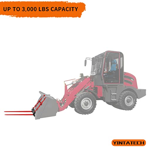 YINTATECH Dual Hay Bale Spear 49" 3000 lbs, Heavy Duty Front Skid Steer Loader Tractor Bucket Attachment with Coated Rust Resistant