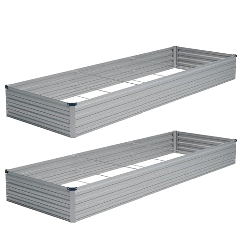 Vengarus 2PCS 12x4x1ft Galvanized Raised Garden Beds Kit,Planter Box Silver - color: Silver, size: 12x4x1FT(2PCS)