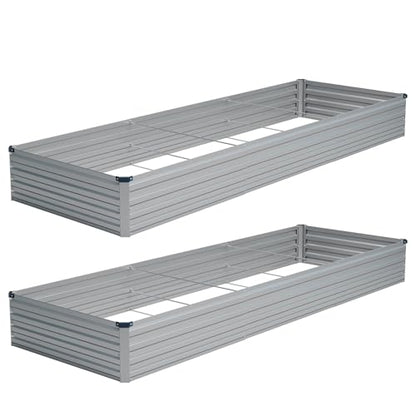 Vengarus 2PCS 12x4x1ft Galvanized Raised Garden Beds Kit,Planter Box Silver - color: Silver, size: 12x4x1FT(2PCS)