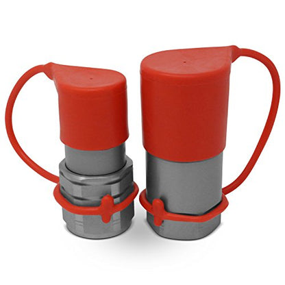 Summit Hydraulics 1/2" Skid Steer Flat Face Hydraulic Quick Connect Couplers/Couplings Set w/Dust Caps, 2 Sets - size: 2 Set