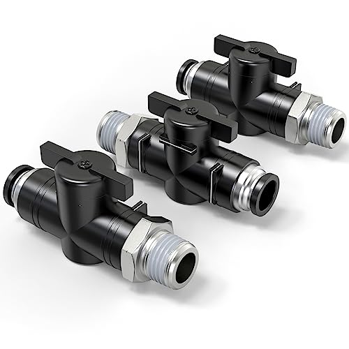 TAILONZ 1/4"ODx1/4"NPT Push-to-Connect Fitting Ball Control Valve 3Pcs - size: 1/4"OD x 1/4"NPT/3PCS