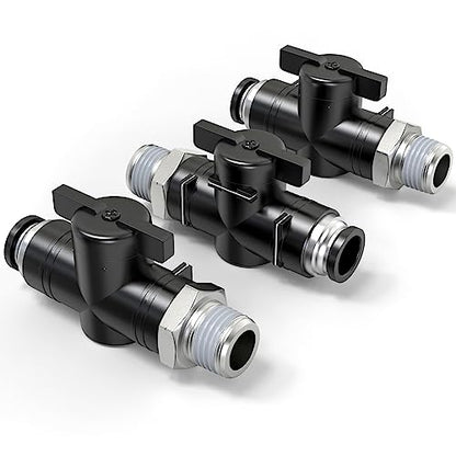 TAILONZ 1/4"ODx1/4"NPT Push-to-Connect Fitting Ball Control Valve 3Pcs - size: 1/4"OD x 1/4"NPT/3PCS