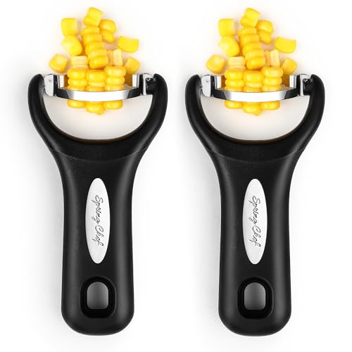 Spring Chef Stainless Steel Corn Peeler, Corn on the Cob Stripper Tool, 2Pk