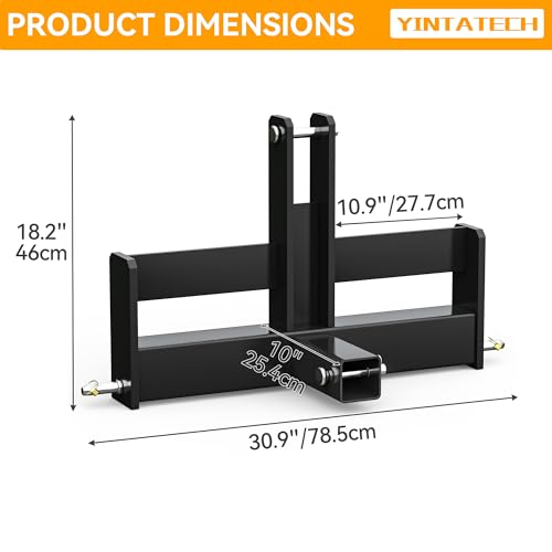 YINTATECH 3 Point Hitch Receiver with Suitcase Weight Brackets Category 1 - color: Black