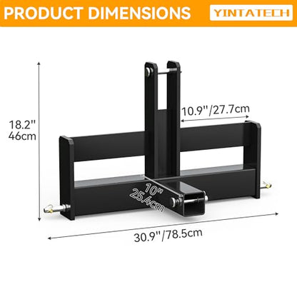 YINTATECH 3 Point Hitch Receiver with Suitcase Weight Brackets Category 1 - color: Black