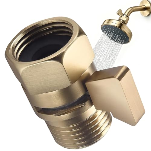 Brushed Gold Shower Head Flow Restrictor, 1/2" IPS Copper - color: Brushed Gold