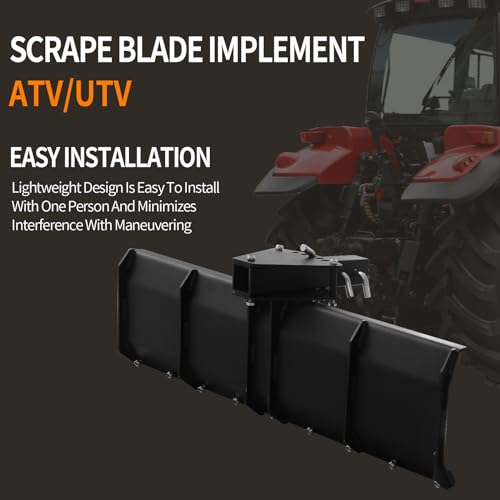 Rear Blade for Grading and Scraping, ATV/UTV Scrape Blade Implement, 2" Reciever Compatible Adjustable Angles, for Gravel, Landscaping, Snow and More