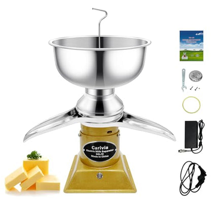 Milk Cream Centrifugal Separator, 304 Stainless Steel Electric Cow Milk Separator, 50L/H Goat Cow Cream Separator, 10500RPM Creams Maker Separator with 5L Bowl Capacity for Fresh Goat Cow Milk