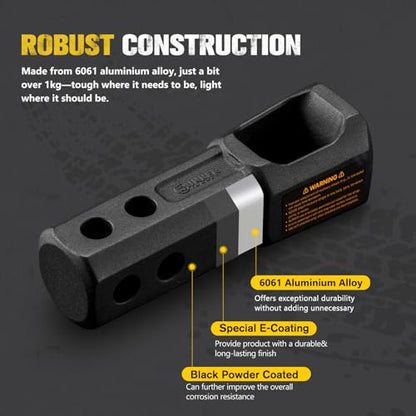 BUNKER INDUST Soft Shackle Hitch Receiver 2 Inch, 22,000Lbs WLL Aluminum Hitch Mount with Locking Pin, 1.57"-Wide Opening for Most Soft Shackles,Towing Accessories for Off-Road Vehicle Recovery - size: 2 Inch Receiver