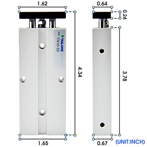 TAILONZ TN10-50 10mm x 50mm Double-Rod Cylinder - size: Bore:10mm Stroke:50MM