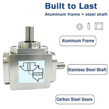 90 Degree Right Angle Gearbox 1:1 Bevel Gear Drive - size: 8mm Right Single Output Shafts