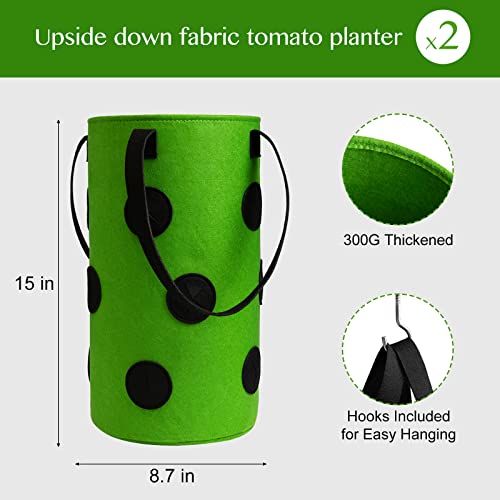 2 Pack Upside Down Hanging Tomato & Herb Planter, Strawberry Planter Bags - color: Set of 2 - Green