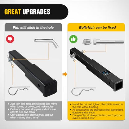 Nilight Trailer Hitch Extender 18" fits 2 Inch Receiver 3500 lbs GTW - color: 2" Hitch Extender 18"