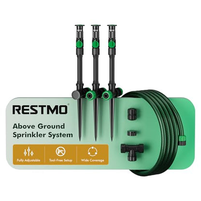 RESTMO Above Ground Sprinkler System,Irrigation Sprinklers for Yard,Green - color: Green