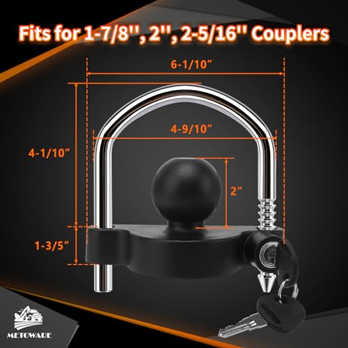 METOWARE Trailer Coupler Lock, Fit 1-7/8", 2", 2-5/16" Coupler, Black - color: Black Matte, size: 1 PACK