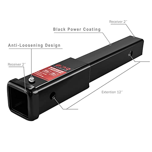 OPENROAD 12-Inch Hitch Extender for 2" Receiver, Trailer Hitch Extension - style: 12" Tube Extender