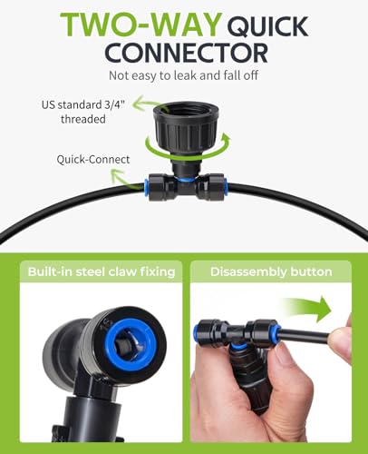 HIRALIY 59FT Drip Irrigation Kit, Quick-Connect Garden Watering System - size: 59 feet