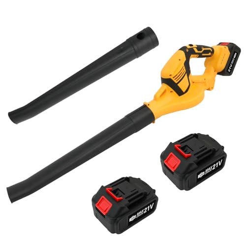 Cordless Leaf Blower 21V 800W 2 x 3.0Ah Rechargeable Batteries - color: Yellow
