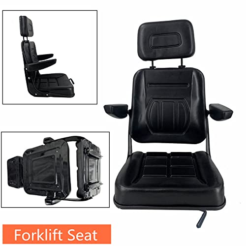 Universal Forklift Seat with Slide Track, Armrest and headrest - size: 18.5 x 9.06 x 16.93inch