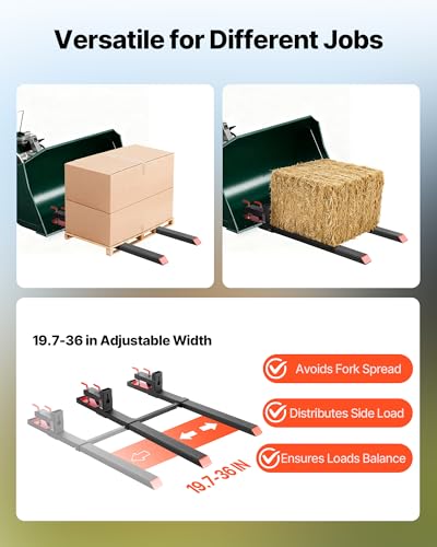 VEVOR Pallet Forks, 60" Total Length, 4000 lbs Clamp on Tractor Bucket Fork - size: 60 Inch