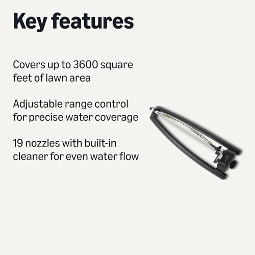 Amazon Basics Oscillating Lawn Sprinkler for Yard, Garden and Flower Beds, 3600 Square Foot Coverage, Black - style: Oscillating