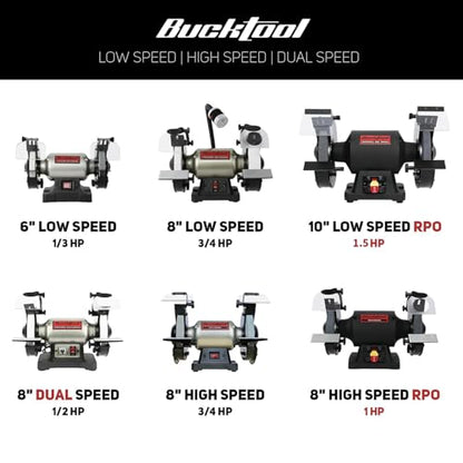 BUCKTOOL 10" 1.5HP Low Speed Bench Grinder,High Precision Wobble Free Wheel - style: 10" Low Speed Pro
