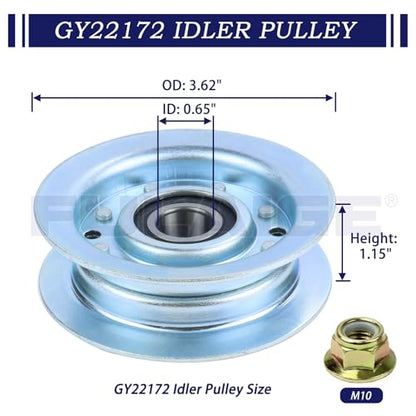 GY22172 Idler Pulley with GY20629 Idler Pulley for John Deere D140 - color: JD6 1xGY20629+1xGY22172