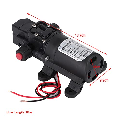 Water Self Priming Pump, DC 12V 60W High Pressure Micro Diaphragm Pump 116PSI Self Priming Sprayer Pump, 5L/Min Flowrate