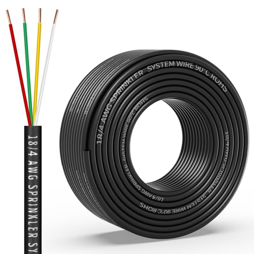 18/4 Solid Sprinkler System Wire 50ft, 18 Gauge Irrigation Wires - size: 18/4, 50Ft
