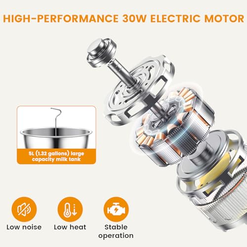 Milk Cream Centrifugal Separator, 304 Stainless Steel Electric Cow Milk Separator, 50L/H Goat Cow Cream Separator, 10500RPM Creams Maker Separator with 5L Bowl Capacity for Fresh Goat Cow Milk