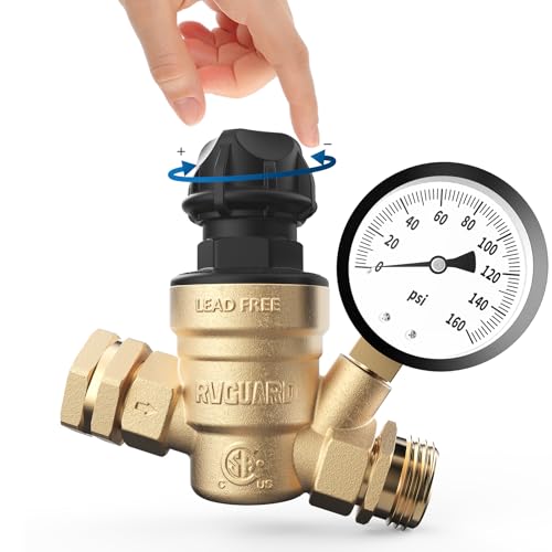 RVGUARD RV Water Pressure Regulator Valve With Adjustable Knob