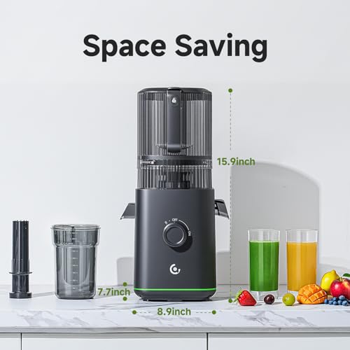 3-IN-1 Cold Press Juicer for Juice, Nut Milk & Sorbet - Self Feeding Juicer Machines with Pre-Cut Blade, 6.5"&100oz Extra Large Chute Fits Whole Fruits & Vegetables, High Yield, Easy Clean - color: Black