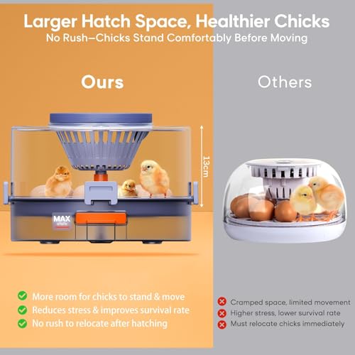 Automatic Egg Incubators for Hatching Eggs, 12 Egg Incubator with Automatic Egg Turning and Humidity Control, Egg Candler, 360° Viewing, Chicken Incubators for Hatching Chick, Duck, Quail, Goose Eggs