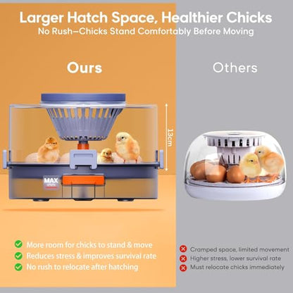 Automatic Egg Incubators for Hatching Eggs, 12 Egg Incubator with Automatic Egg Turning and Humidity Control, Egg Candler, 360° Viewing, Chicken Incubators for Hatching Chick, Duck, Quail, Goose Eggs