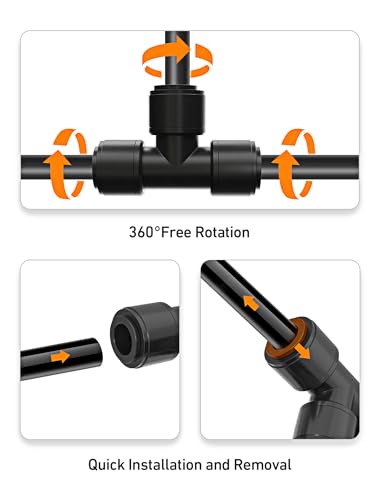 EVOULTES 16 Pack 1/4" Drip Irrigation Tee Fittings, Quick Connect - size: 16PCS Tee Connectors