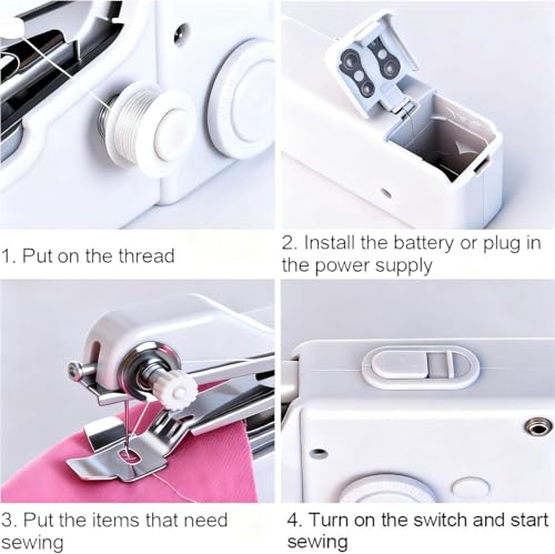 Handheld Sewing Machine, Mini Sewing Machine with Sewing Accessories, Electric Portable Stitch Tool for Beginners, DIY, Home