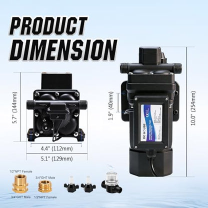 DC HOUSE 110V Brushless Water Booster Transfer Pump, 6.0 GPM 55 PSI - color: Black
