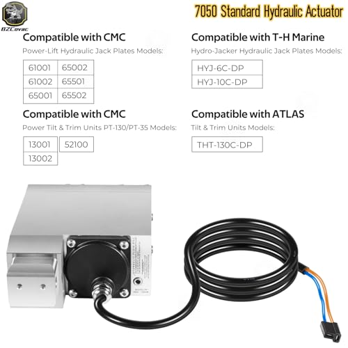 ELCT0078 7050 Hydraulic Actuator for CMC Tilt and Trim - Standard Hydraulic Jack Plate Actuator for PT-130 PT-35 T-H Marine Power Systems, 12V Self-Contained Marine Electric Hydraulic Unit, 5" Stroke