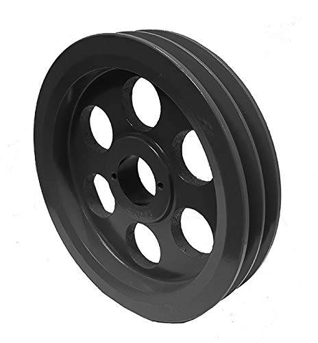 Double Groove 7.75" Cast Iron Electric Motor" H" Pulley/Sheave, Bushing Included, for 5/8" Top Width B/5L/BK/5LK Section V Belt, 2 Groove Pulley (No Bushing/Standalone Pulley, 2BK80H) - size: No bushing / Standalone Pulley