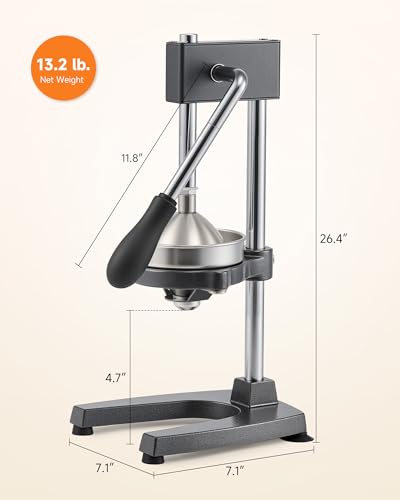 CO-Z Manual Citrus Juicer, Heavy-Duty Manual Juicer with Conical & Flat Pressure Plates, Professional Lemon Squeezer for Orange Pom Lime Lemon Juice, Dishwasher Safe Orange Juice Press, Gray - color: Gray (Upgrade)