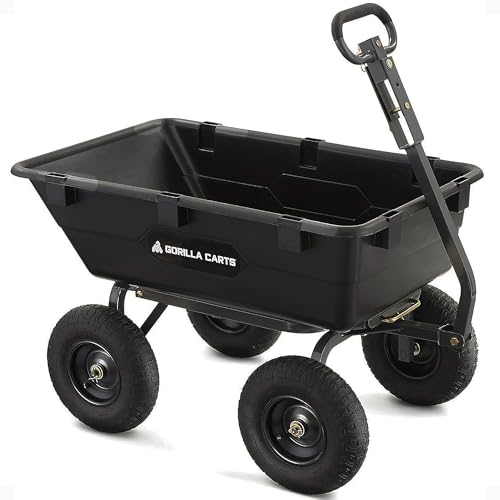 Gorilla Carts Poly Dump Cart, 1200 lb. Capacity, 6 Cu Ft - size: 6-Cubic Feet, style: Pneumatic