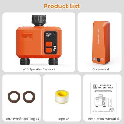WiFi Sprinkler Timer 2 Zone, Smart Water Timer for Garden Hose Irrigation - style: 2 Outlet- 2pcs