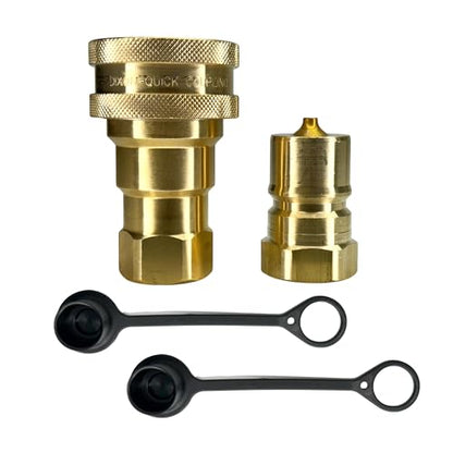 Genuine Dixon H-Series 1/2" ISO-B Hydraulic Quick Disconnect Kit - (1ct.) 4HF4-B | (1ct.) H4F4-B | (2ct.) 4HDP-H4DC – Brass | Female NPTF QDC | 3000 PSI Working Pressure (1/2" x 1/2" FNPTF) - size: 1/2" x 1/2" FNPTF